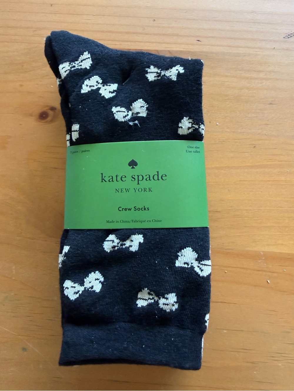 Kate Spade Womens Multi Design Crew Socks- White & Black, 3 Pairs Size 4-10, NEW
